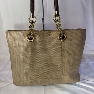 Cynthia Rowley Snakeskin Leather Tote Bag with Chain & Leather Straps